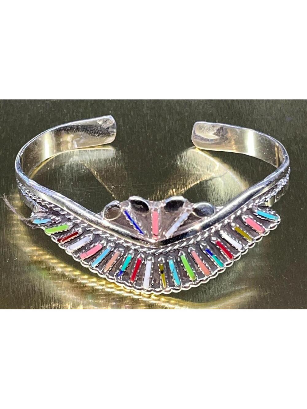 Navajo cluster turquoise multi stone sterling silver needpoint traditional